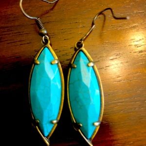 Kendra Scott Maxwell Drop Earrings Variegated Turquoise Magnesite Brass
